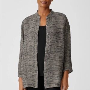 Eileen Fisher • Black • Button Down • Organic Linen • Gauze • Strata • Shirt